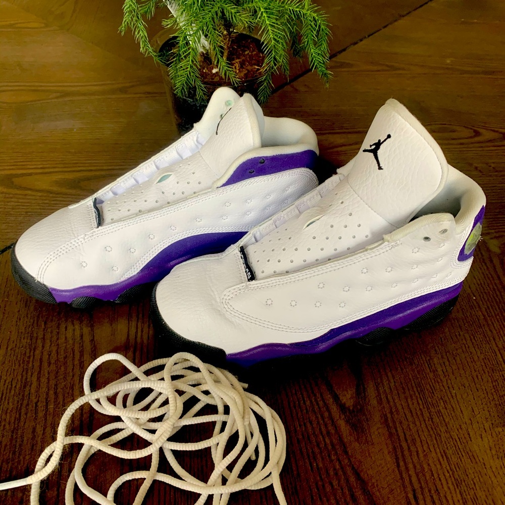 Air Jordan 13 purple and white